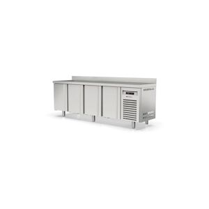 CORECO Meuble Snack 600 - 4 Portes Pleines - -2/+8 - 2545X600X850 - Int Et Ext Inox Aisi 304 - Portes Embouties Inox - Avec Dosseret MRS-250