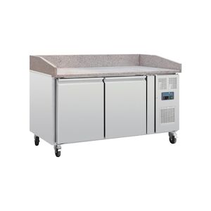 Polar Série G Table réfrigérée pour pizza à 2 portes avec surface en marbre 428L