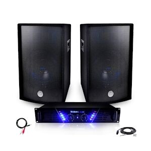 Ibiza Sound Pack Sonorisation Ampli AMP-300 + Enceintes BMS-12 de 2x600W + Câblages