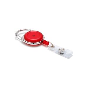 Enrouleur rond avec attache ceinture - rouge translucide (lot de 100)