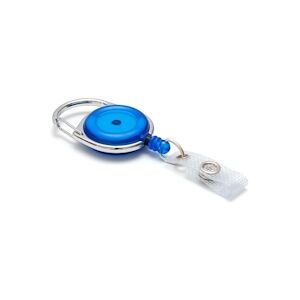 Enrouleur rond avec attache ceinture - bleu translucide (lot de 100)