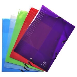 Exacompta Ref 56701E Carton de 25 chemises a elastiques Crystal en PP haute transparence 24 x 32 cm pour format A4 couleurs assorties