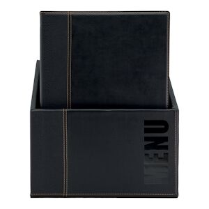 Securit® Box de 20 protege menus A4 Simili cuir Noir Gamme Tendance Double s inclus