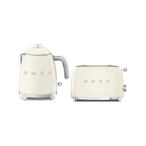 SMEG Bouilloire 0.8l 1400w + Grille-pain Toaster 2 Fentes 950w Crème Usage Non Intensif Smeg