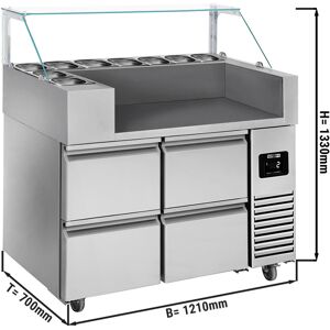 GGM GASTRO - Table de préparation - 1210mm - pour 9x GN 1/6 - 4 tiroirs