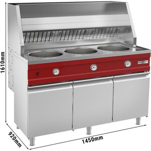 GGM GASTRO - Friteuse à gaz - Ronde - 3x 13 litres - 51 kW - Hotte incluse