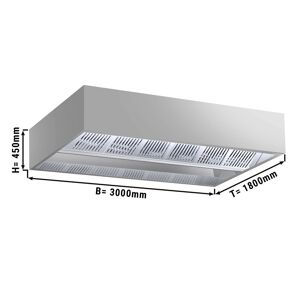GGM GASTRO - Hotte de plafond à induction - 3,0m - avec filtre & lampe LED