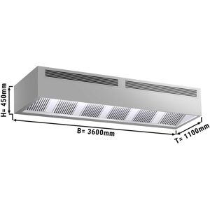 GGM GASTRO - Hotte à induction en caisson - 3,6m - avec filtre & lampe LED