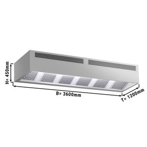 GGM GASTRO - Hotte à induction en caisson - 3,6m - avec filtre & lampe LED