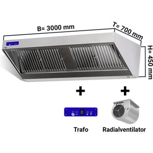 GGM GASTRO - Hotte murale dynamique 3,0 m - avec moteur, variateur, filtres et lampe