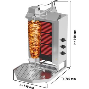 GGM GASTRO - Grill électrique pour gyros/döner - 3 brûleurs - max. 40 kg - portes battantes incluses