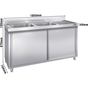 GGM GASTRO - Evier PREMIUM - 1800x700mm - avec 2 bacs à gauche