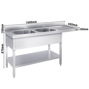 GGM GASTRO - Evier pour lave-vaisselle - 1600x600mm - avec 2 bacs à gauche