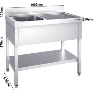 GGM GASTRO - Evier PREMIUM - 1600x600mm - avec fond & 1 bac à gauche