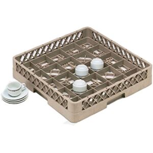 GGM GASTRO - Panier de rinçage pour tasses - 500x500mm - 25 compartiments - 90x90mm Beige