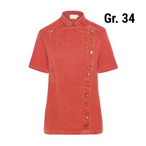 GGM GASTRO - KARLOWSKY Veste de cuisine manches courtes femme style jeans - Rouge Vintage - Taille : 34