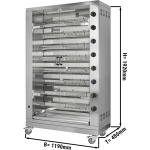 GGM GASTRO - Grill de poulet à gaz PREMIUM - 47,6kW - avec 8 brochettes pour 48 poulets