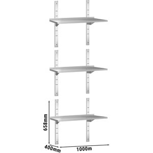 GGM GASTRO - Tablettes murales PREMIUM - 1000x400mm - avec 3 étagères