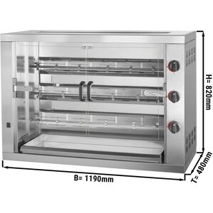 GGM GASTRO - Grill de poulet à gaz PREMIUM - 17,7kW - avec 3 broches pour 18 poulets