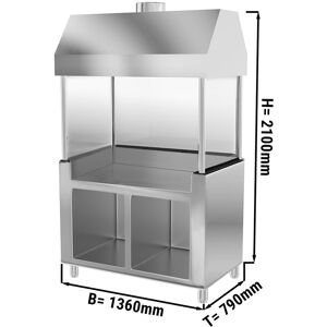 GGM GASTRO - Elément neutre pour grill au charbon de bois - avec verre - 1400mm - Granit noir Noir