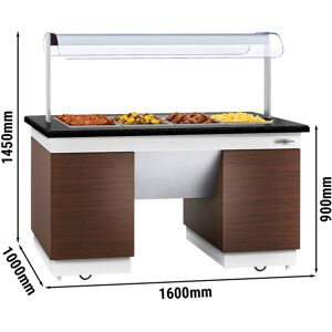 GGM GASTRO - Comptoir buffet DUBLIN - 1600mm - avec bain-marie & roulettes - pour 4x GN 1/1