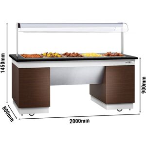 GGM GASTRO - Comptoir buffet DUBLIN - 2000mm - avec bain-marie & roulettes - pour 5x GN 1/1