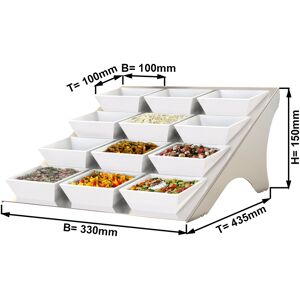 GGM GASTRO - Etagère / Support de buffet - Chrome - incl. 12 coupes en mélamine - Rectangulaire