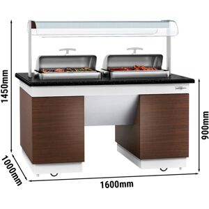 GGM GASTRO - Comptoir buffet - avec 2 chafing dishes & roulettes - 1600mm