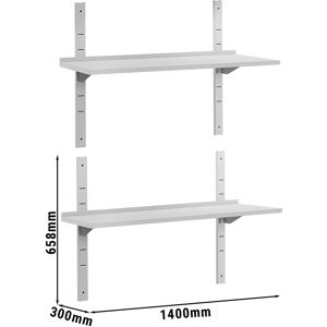 GGM GASTRO - Etagères murales ECO - 1400x300mm - avec 2 étagères