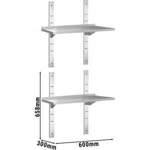 GGM GASTRO - Tablettes murales PREMIUM - 600x300mm - avec 2 étagères