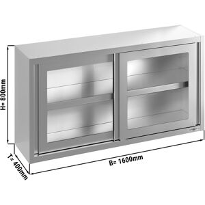 GGM GASTRO - Armoire murale en inox - 1600x400mm - avec porte coulissante en verre - hauteur 800mm