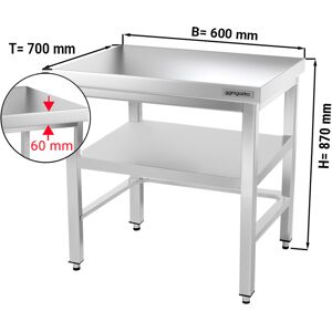 GGM GASTRO - Table de travail en inox PREMIUM - 600x700mm - avec fond de base & entretoise