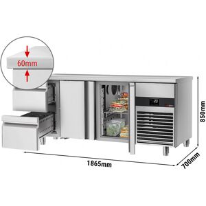 GGM GASTRO - Table réfrigérée PREMIUM - 1860x700mm - avec 2 portes & 2 tiroirs