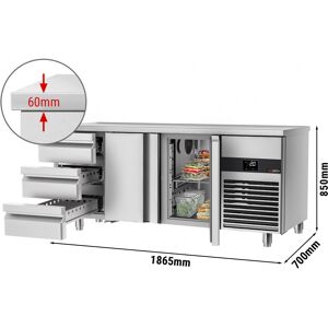 GGM GASTRO - Table réfrigérée PREMIUM - 1860x700mm - avec 2 portes & 3 tiroirs