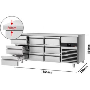 GGM GASTRO - Table réfrigérée PREMIUM - 1860x700mm - 9 tiroirs