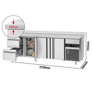 GGM GASTRO - Table réfrigérée PREMIUM - 2300x700mm - avec 3 portes & 2 tiroirs & avec rebord