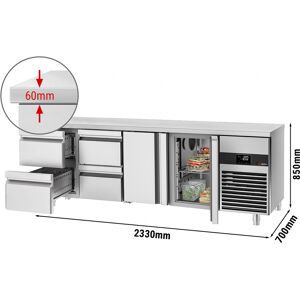 GGM GASTRO - Table réfrigérée PREMIUM - 2300x700mm - avec 2 portes & 4 tiroirs