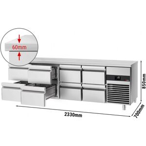 GGM GASTRO - Table réfrigérée PREMIUM - 2300x700mm - 8 tiroirs