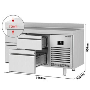 GGM GASTRO - Table réfrigérée PREMIUM PLUS - 1468x700mm - 4 tiroirs & rebord