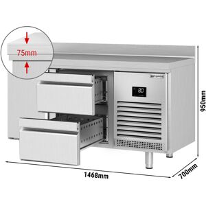 GGM GASTRO - Table réfrigérée PREMIUM PLUS - 1468x700mm - avec 1 porte & 2 tiroirs & avec rebord