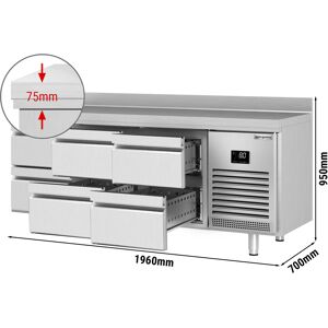 GGM GASTRO - Table réfrigérée PREMIUM PLUS - 1960x700mm - 6 tiroirs & rebord