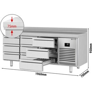 GGM GASTRO - Table réfrigérée PREMIUM PLUS - 1960x700mm - 9 tiroirs & rebord