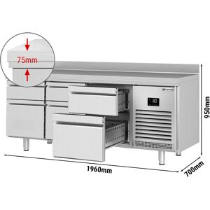 GGM GASTRO - Table réfrigérée PREMIUM PLUS - 1960x700mm - 6 tiroirs & rebord