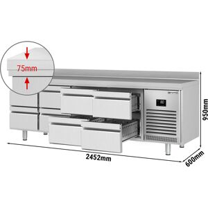 GGM GASTRO - Table réfrigérée PREMIUM PLUS - 2452x600mm - 8 tiroirs & rebord