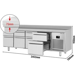 GGM GASTRO - Table réfrigérée PREMIUM PLUS - 2452x700mm - 8 tiroirs & rebord