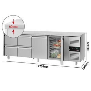 GGM GASTRO - Table réfrigérée ECO - 2200x700mm - avec 2 portes & 4 tiroirs