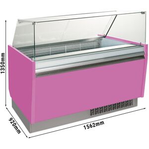 GGM GASTRO - Comptoir à glace - Liam - 1560mm - avec éclairage LED - pour 13 + 13 bacs - Rose