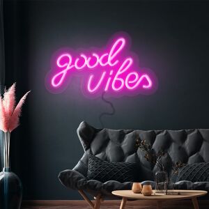 GGM GASTRO - Panneau lumineux LED - Good Vibes 2 - Rose - 330x180mm