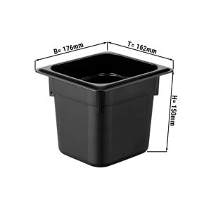 GGM GASTRO - Bac GN 1/6 en polycarbonate - Noir - Profondeur 150 mm