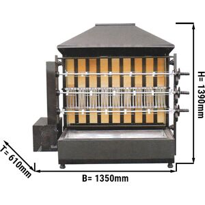 GGM GASTRO - Grill à poulet au charbon de bois - avec 3 brochettes pour 15 poulets